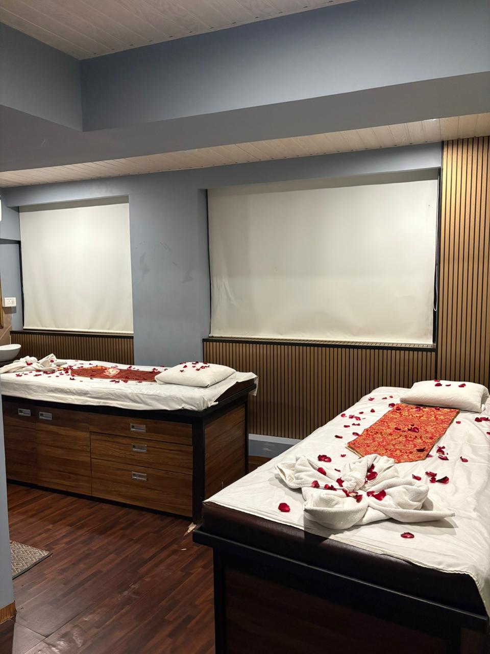 Relaxation lounge with daybeds and herbal tea
